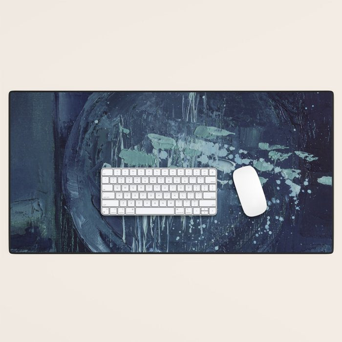 Deep Blue Abstract Circle Desk Mat Gallery Image 1