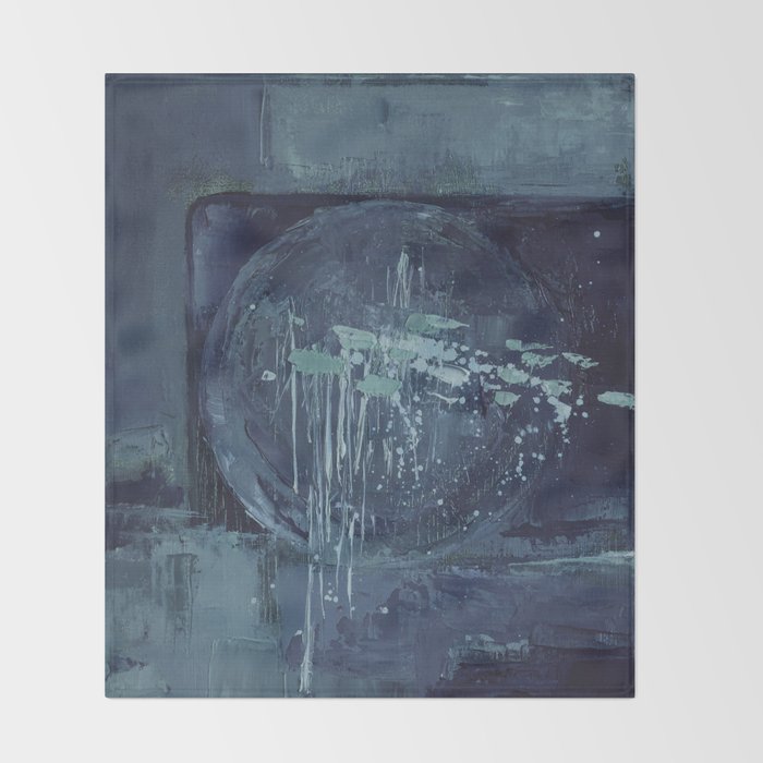 Deep Blue Abstract Circle Throw Blanket Gallery Image 2