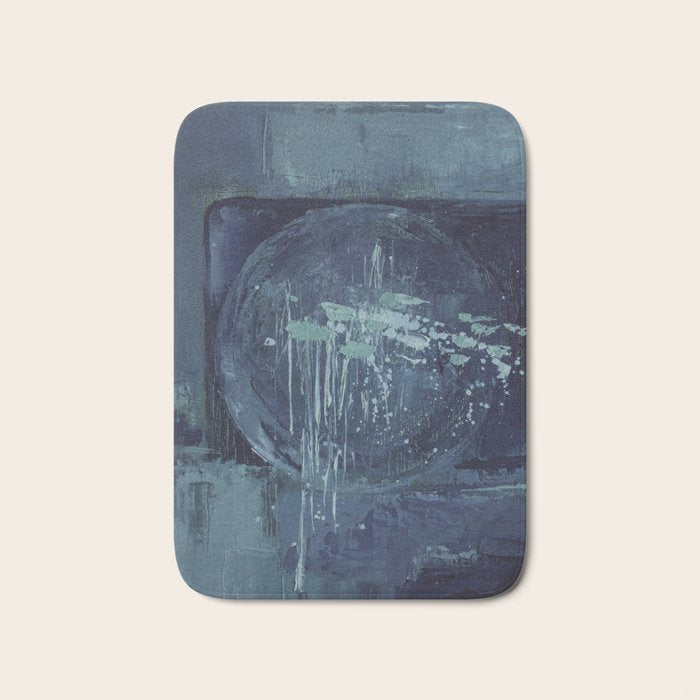 Deep Blue Abstract Circle Bath Mat Gallery Image 1