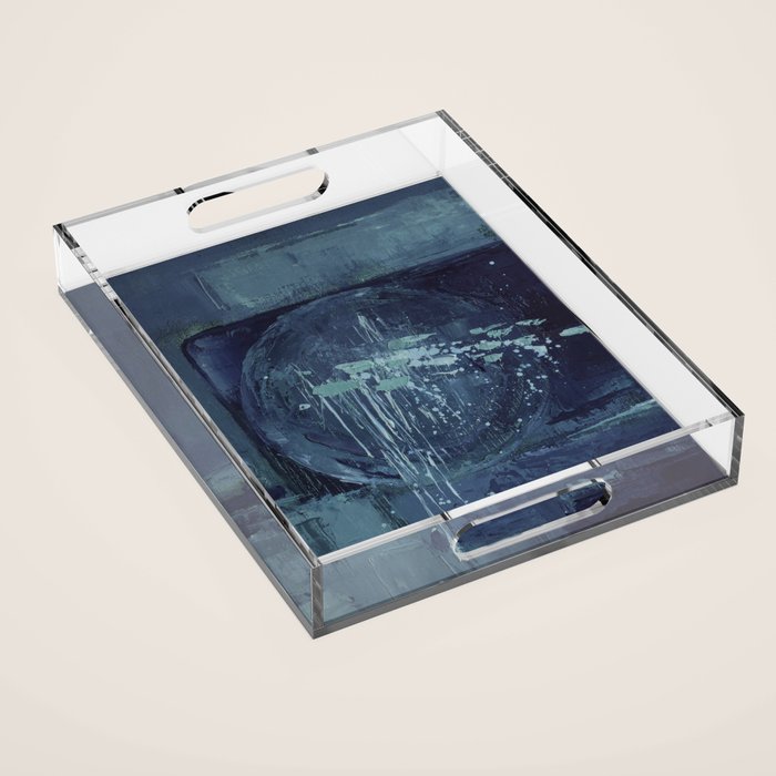 Deep Blue Abstract Circle Acrylic Tray Gallery Image 1