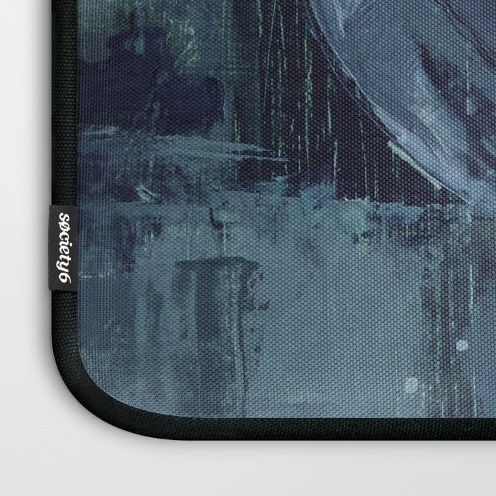 Deep Blue Abstract Circle Laptop Sleeve Gallery Image 3