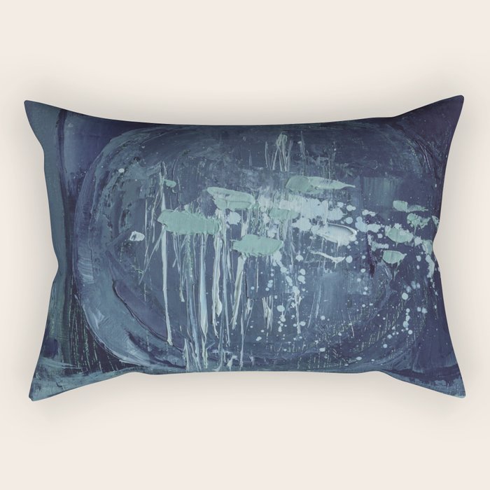 Deep Blue Abstract Circle Rectangular Pillow Gallery Image 2