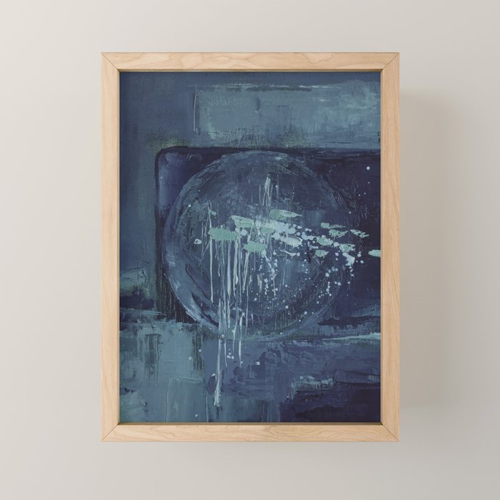 Deep Blue Abstract Circle Mini Art Print Gallery Image 1