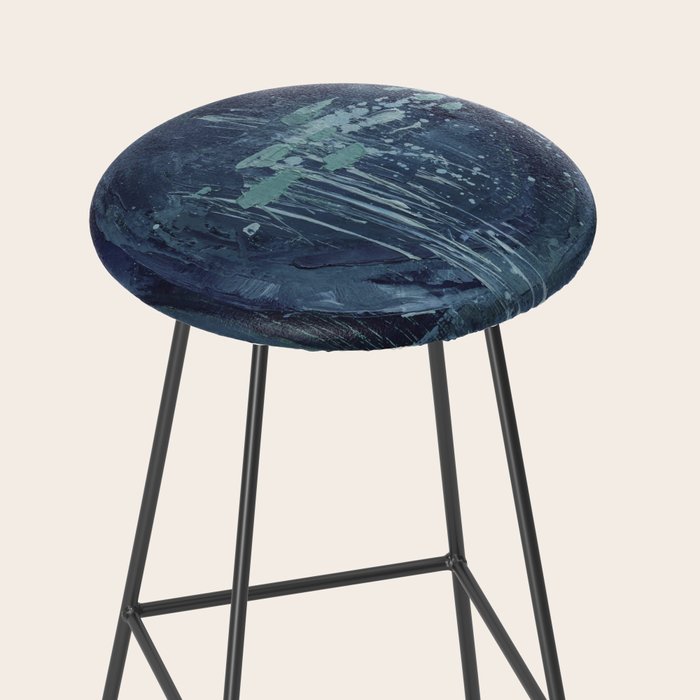 Deep Blue Abstract Circle Stool Gallery Image 2