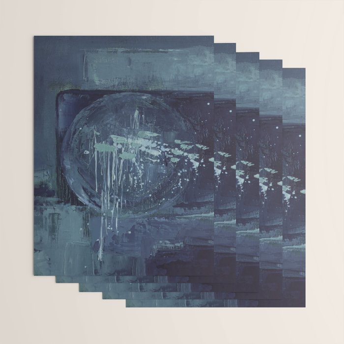 Deep Blue Abstract Circle Wrapping Paper Gallery Image 3