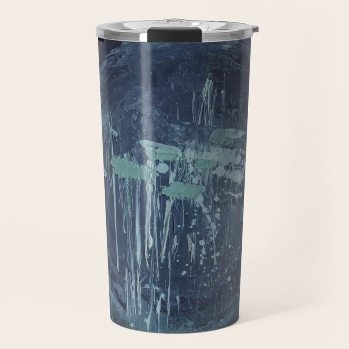 Deep Blue Abstract Circle Travel Mug Gallery Image 1