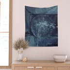 Deep Blue Abstract Circle Wall Tapestry Gallery Image 2