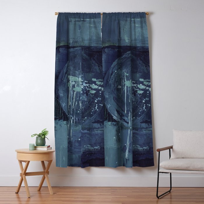 Deep Blue Abstract Circle Window Curtain Gallery Image 1