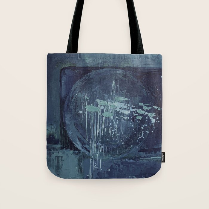 Deep Blue Abstract Circle Tote Bag Gallery Image 1