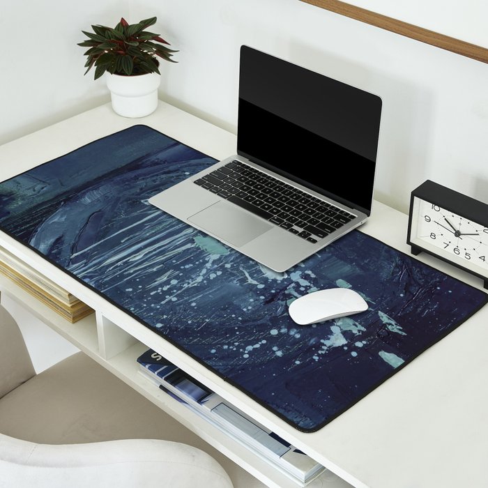 Deep Blue Abstract Circle Desk Mat Gallery Image 2