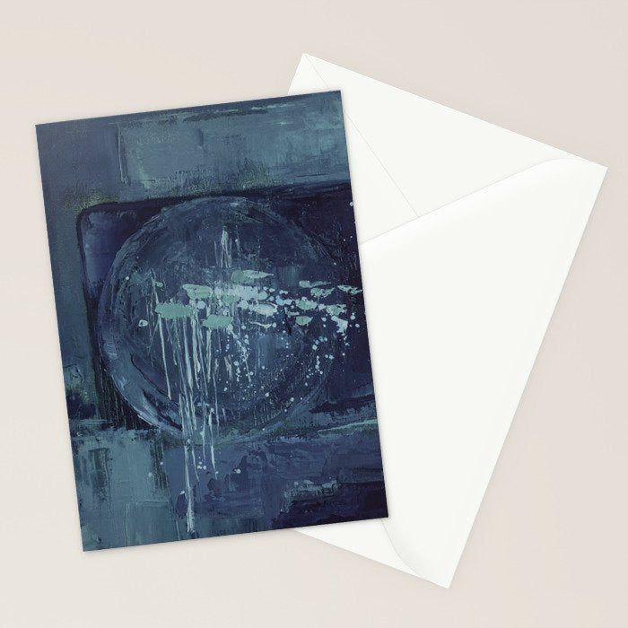 Deep Blue Abstract Circle Stationery Card Gallery Image 2