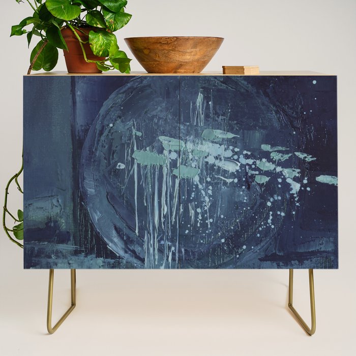 Deep Blue Abstract Circle Credenza Gallery Image 1