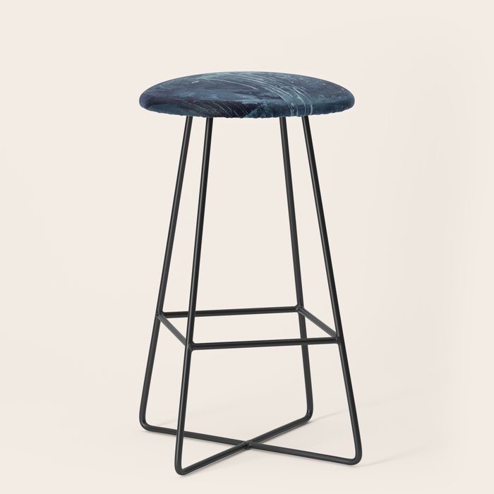 Deep Blue Abstract Circle Stool Gallery Image 1