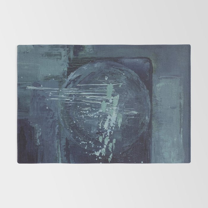 Deep Blue Abstract Circle Rug Gallery Image 2
