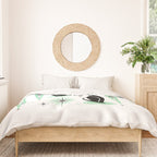 Mid Century Meow Retro Atomic Cats - w/ Mint on White Duvet Cover Gallery Image 3