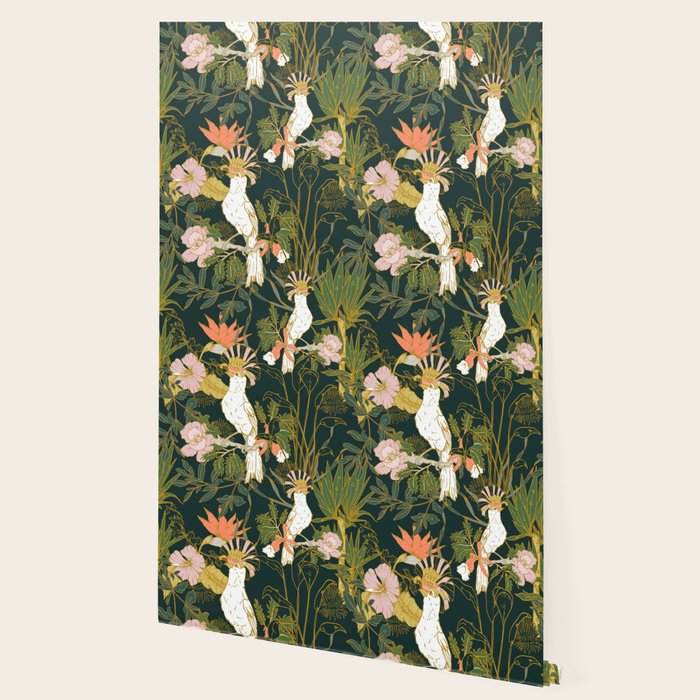 Drawing of exotic birds in the dark jungle Wallpaper Gallery Image 2