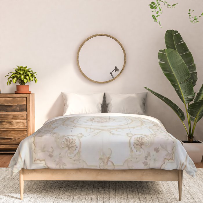 Antique French Aubusson Vintage Rose Floral Comforter Gallery Image 3