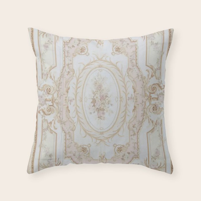 Antique French Aubusson Vintage Rose Floral Throw Pillow Gallery Image 6