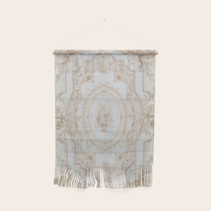Antique French Aubusson Vintage Rose Floral Wall Hanging Gallery Image 1