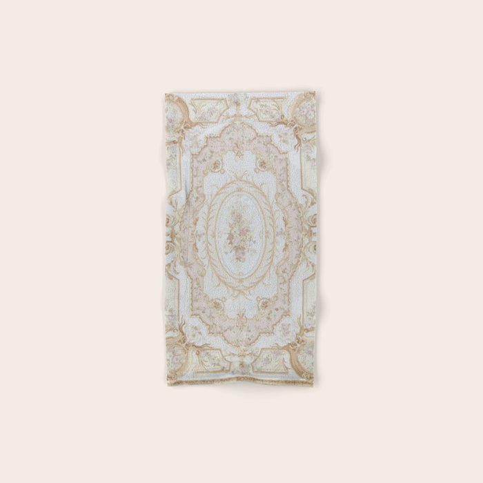 Antique French Aubusson Vintage Rose Floral Bath Towel Gallery Image 1