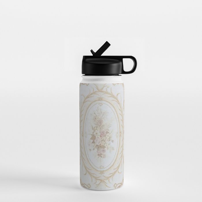 Antique French Aubusson Vintage Rose Floral Water Bottle Gallery Image 1