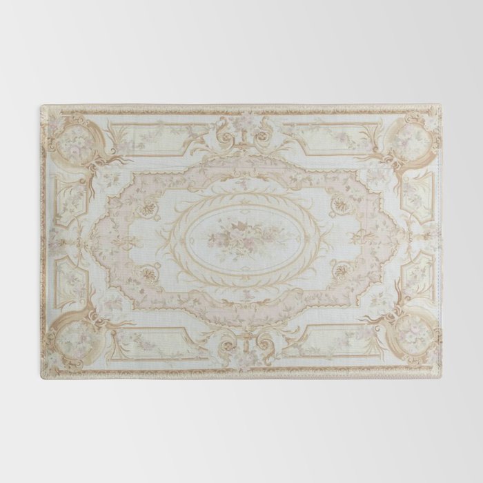 Antique French Aubusson Vintage Rose Floral Rug Gallery Image 2