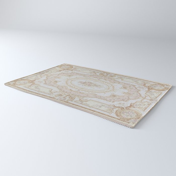 Antique French Aubusson Vintage Rose Floral Rug Gallery Image 3