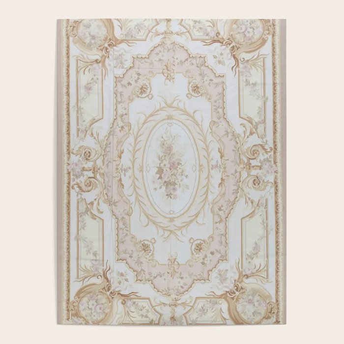 Antique French Aubusson Vintage Rose Floral Poster Gallery Image 1