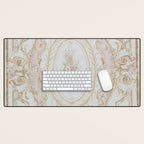 Antique French Aubusson Vintage Rose Floral Desk Mat Gallery Image 1