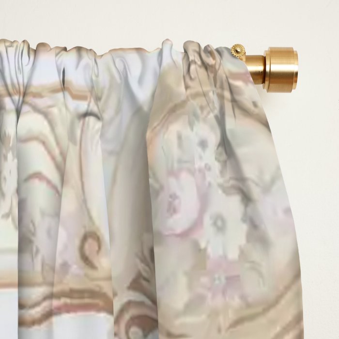 Antique French Aubusson Vintage Rose Floral Window Curtain Gallery Image 2