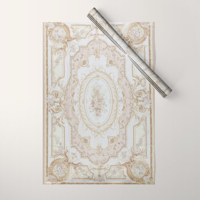 Antique French Aubusson Vintage Rose Floral Wrapping Paper Gallery Image 1