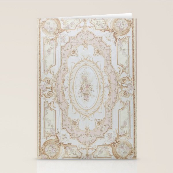 Antique French Aubusson Vintage Rose Floral Stationery Card Gallery Image 2