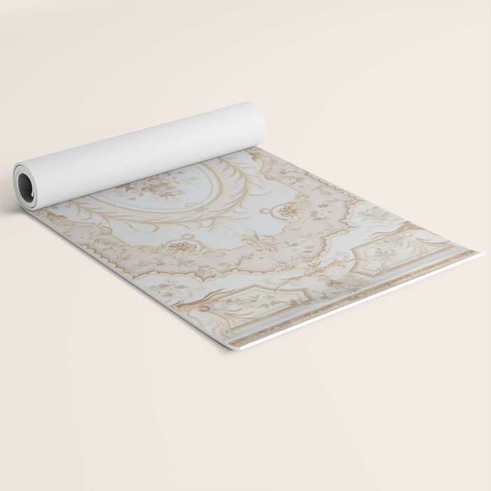 Antique French Aubusson Vintage Rose Floral Yoga Mat Gallery Image 2