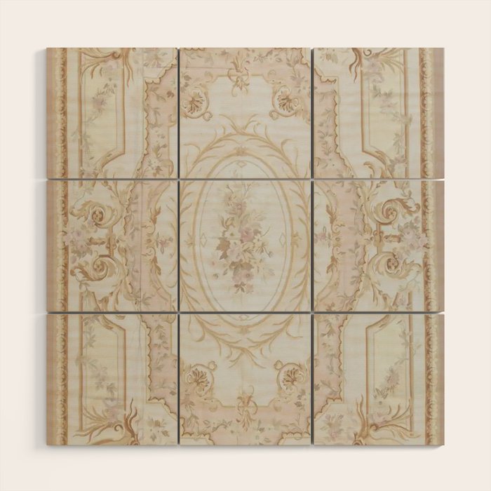Antique French Aubusson Vintage Rose Floral Wood Wall Art Gallery Image 1