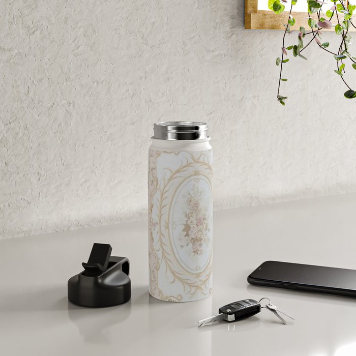 Antique French Aubusson Vintage Rose Floral Water Bottle Gallery Image 4