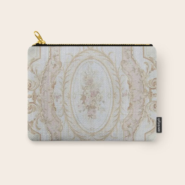 Antique French Aubusson Vintage Rose Floral Carry All Pouch Gallery Image 1