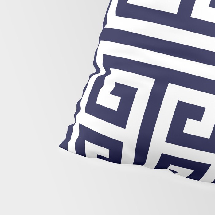 Greek Key Patten White And Navy Blue Pillow Sham Gallery Image 4