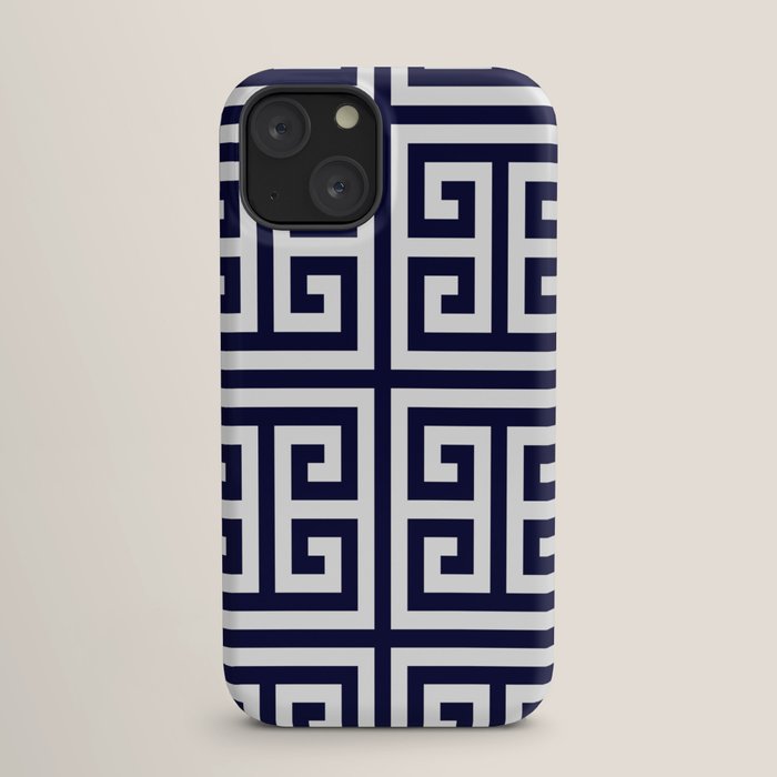 Greek Key Patten White And Navy Blue iPhone Case Gallery Image 17