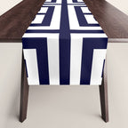 Greek Key Patten White And Navy Blue Table Runner Gallery Image 1
