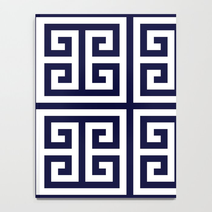 Greek Key Patten White And Navy Blue Notebook Gallery Image 4