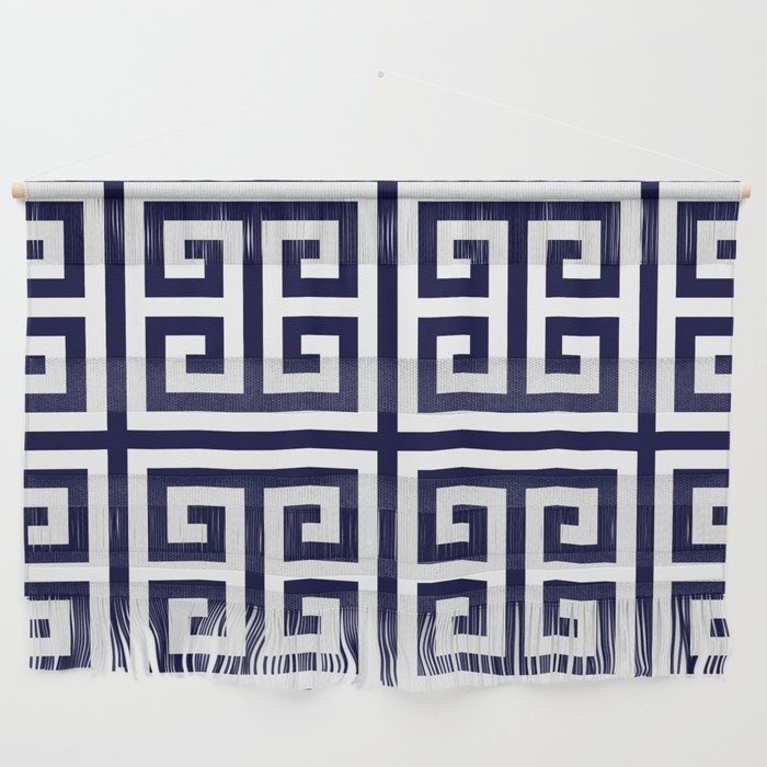 Greek Key Patten White And Navy Blue Wall Hanging Gallery Image 1