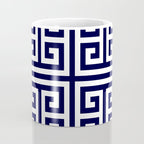 Greek Key Patten White And Navy Blue Coffee Mug Gallery Image 4
