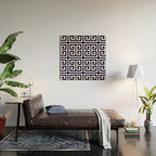 Greek Key Patten White And Navy Blue Wood Wall Art Gallery Image 2