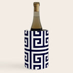 Greek Key Patten White And Navy Blue Wine Chiller Gallery Image 2