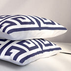 Greek Key Patten White And Navy Blue Pillow Sham Gallery Image 3