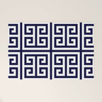 Greek Key Patten White And Navy Blue Welcome Mat Gallery Image 1