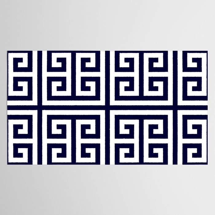 Greek Key Patten White And Navy Blue Tablecloth Gallery Image 2