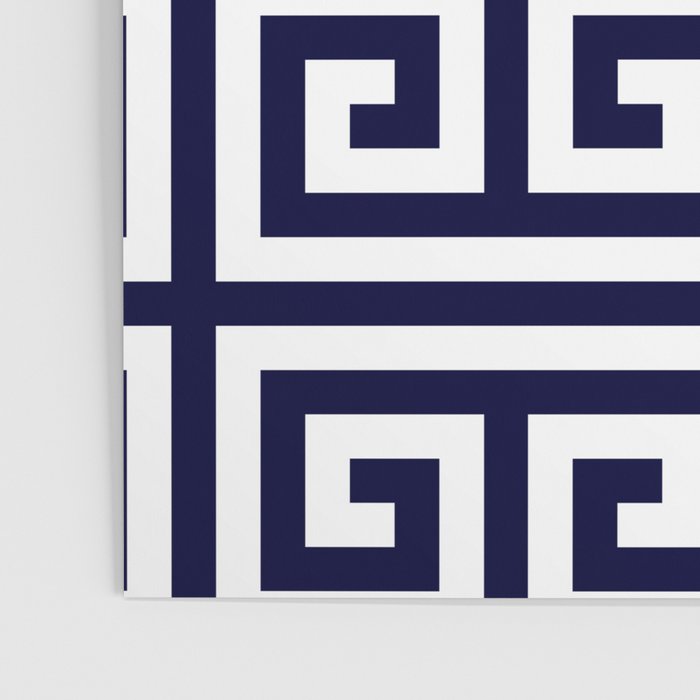 Greek Key Patten White And Navy Blue Poster Gallery Image 3