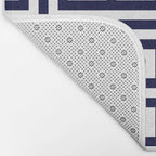 Greek Key Patten White And Navy Blue Bath Mat Gallery Image 2