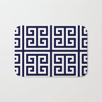 Greek Key Patten White And Navy Blue Bath Mat Gallery Image 1